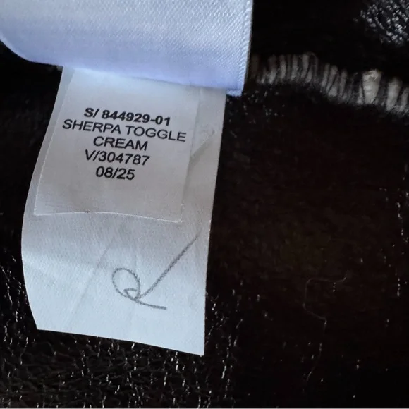 NWT Gap Cream Sherpa & Faux Brown Leather Oversized Jacket Coat Size L Vegan - Picture 15 of 16